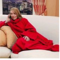 Custom Microfiber Fleece TV Blanket with Sleeves