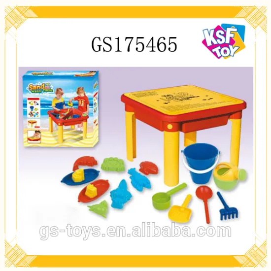 Children Game Plastic Portable Beach Table With Beach Tools