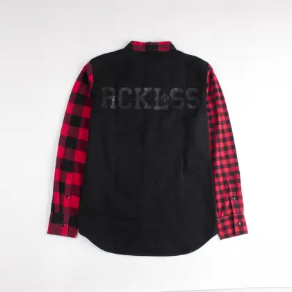 Long Sleeve Fleeece Joining Jacket Plaid Warm Shirt