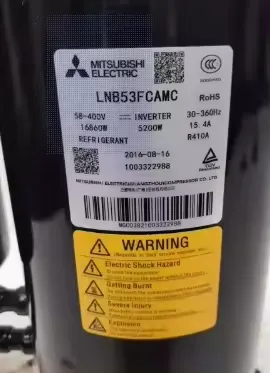 Original LNB53FCAMC R410A Rotary Air Conditioner Compressor - Mitsubishi Inverter