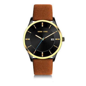 Custom Own Brand Logo stainless steel black quartz watch