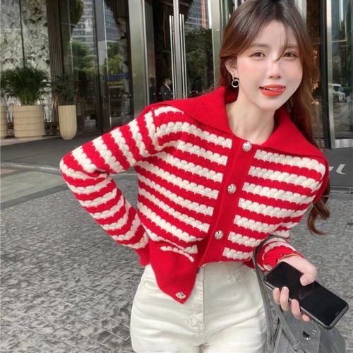 Women Vintage Cropped Cardigan Hollowed-Out