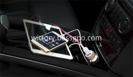 khaki leather grain fireproofing smart car charger