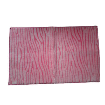 Flannel printed bath mat, pink stripes, customized designs are accepted, with TPR backing