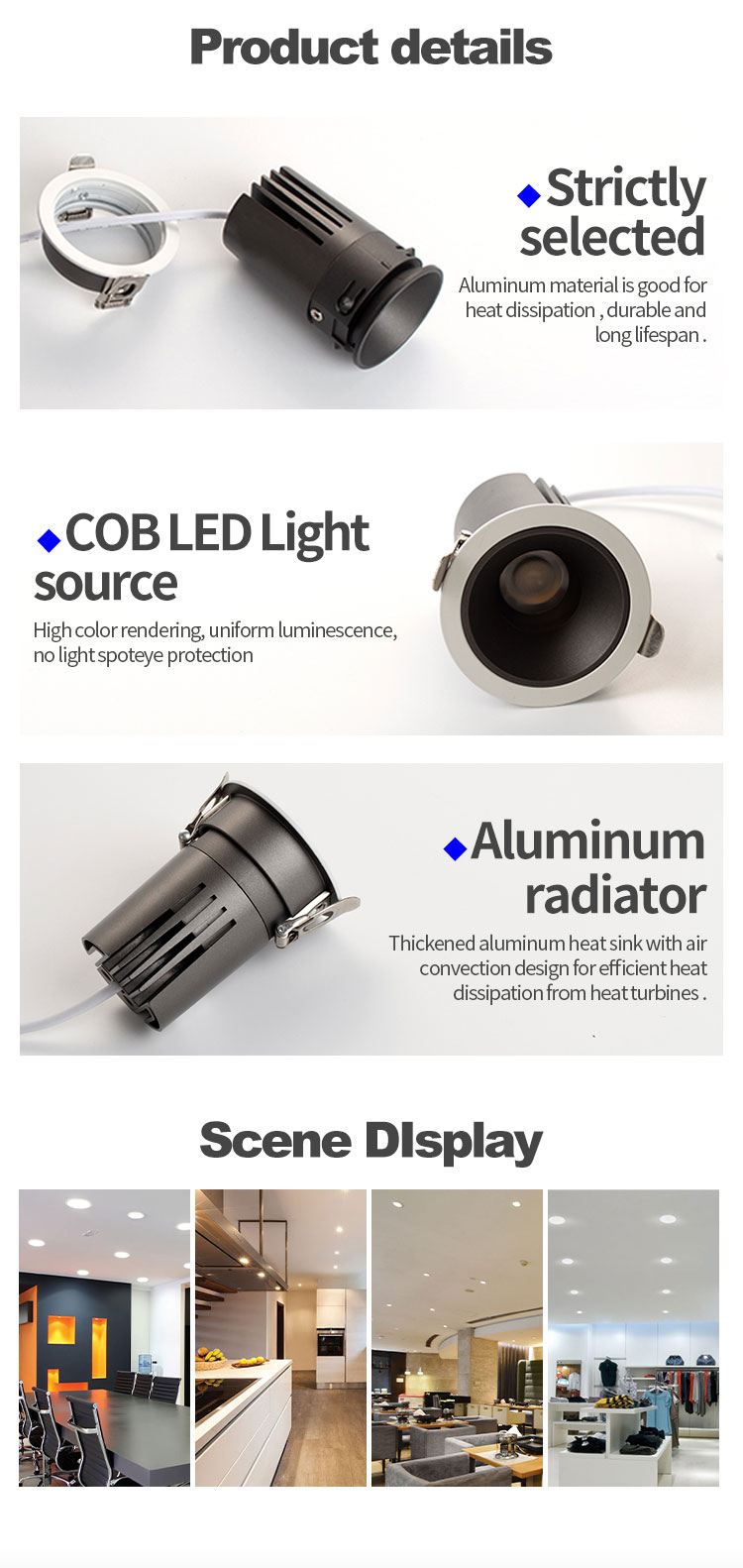 10w 18w 30w Downlight Details