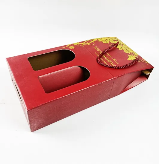 wholesale rigid corrugated double wine glass packaging box
