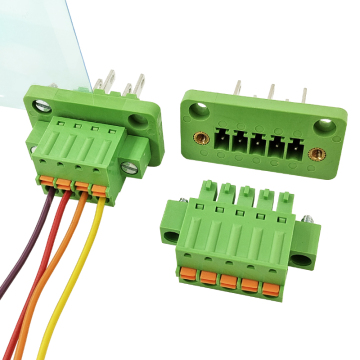 3.5mm pitch through-wall plug-in spring female and male terminal blocks can be fixed to panel sockets