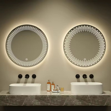 Cermin LED pusingan moden dengan suis sentuh dan ciri pintar