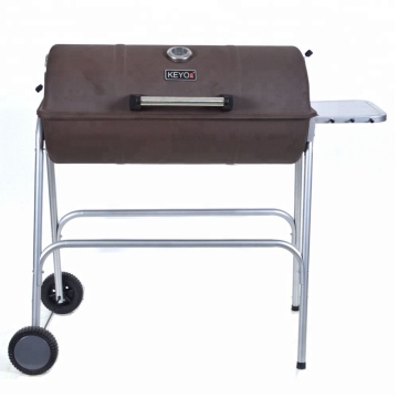 Custom Logo Brown Barrel Barbecue Grill Smoker Bbq Charcoal Barbeque Grill With Side Table