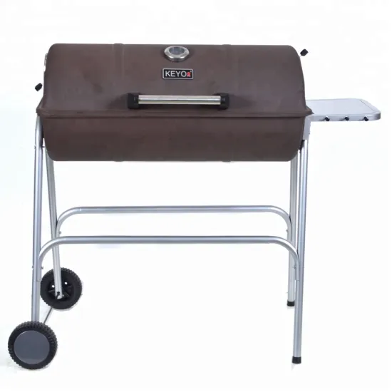 Custom Logo Brown Barrel Barbecue Grill Smoker Bbq Charcoal Barbeque Grill With Side Table