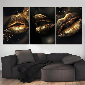 Black and Gold Large Canvas Prints for Home Decor - Wholesale Portrait African Women Wall Art