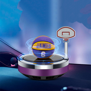 2024 Solar Rotating Car Air Freshener with Basketball Ornament