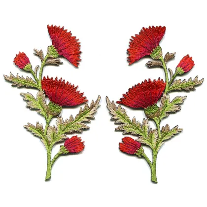 Lavender Carnation Flowers Embroidered Appliques Patches