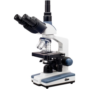 AMSCOPE 40X-2500X LED Μικροσκόπιο τριμερικού ένωση με μηχανικό στάδιο 3D 2 στρώσεων