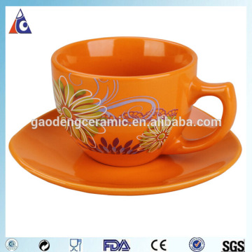 good-looking ceramic tea cup and saucer with glazing