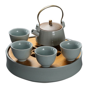 Ceramic Tea Set with Pot and Tray - Gongfu Style Gift Box