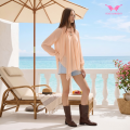 Transparentes, langärmliges Oberteil aus Chiffon mit gerafftem Ausschnitt