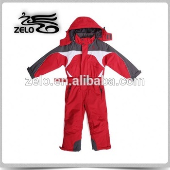 Kid's classical color combined ski overall with buckle adjustment