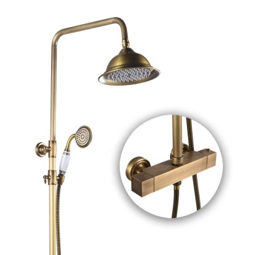 Antique Brass Exposed Shower System with Dual Handles