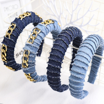 chunky link chunky chain blue denim jean fabrbands headbands: อุปกรณ์เสริมผมที่จำเป็นสำหรับผู้หญิง