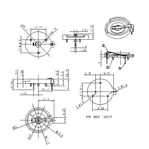 CR2430 lithium coin cell Holders with PC pins