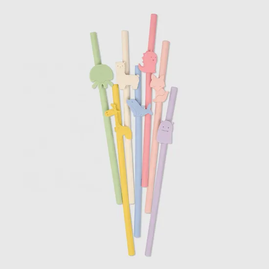 Fancy animal drink straw food grade BPA Free portable silicone rubber straw for sippy cup