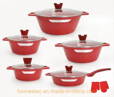 12 Pieces Cookware Set Casserole Pot Set Fry Pan Aluminum Ceramic Coating Casserole