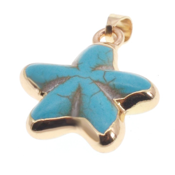 Wrapped Gold turquoise seastar pendant