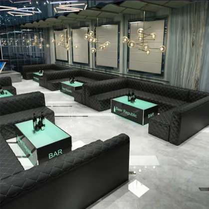 Chinese modern corner leather night club booth sofa