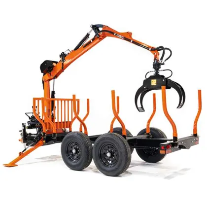 Timber Trailer with Crane and Grapple Boom for Forestry Applications