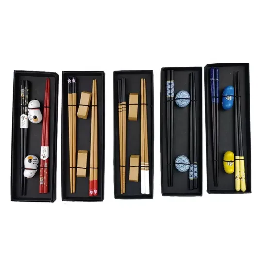 Environment-Friendly Bamboo Wood Reusable Chopsticks Set - Personalized Customized Flatware