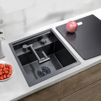 Meiao Drop-in Hidden Single Kitchen Sink Black