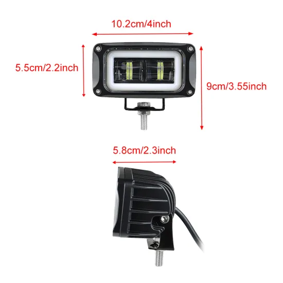 4 Inch LED Work Light Bar with White Angel Eye Halo for Off-road SUV ATV Driving Fog Lamps