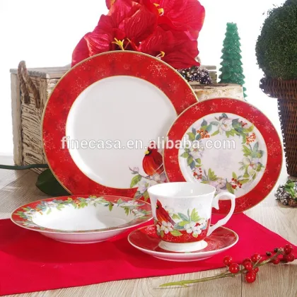 7.5 Inches Fine New Bone China Gold Rimmed Porcelain Christmas Plate