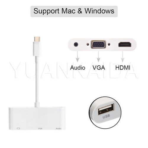 Type C To HDMI VGA Audio Adapter