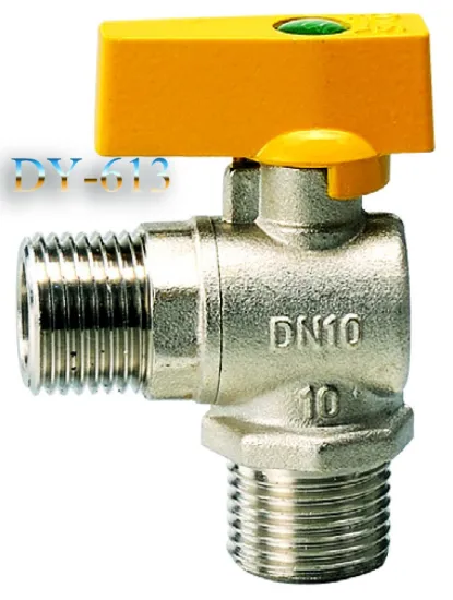 Yellow butterfly handle male brass angle gas valve