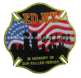 Embroidery Patches - PVC Backing In memory of our fallen heros for 911 (Patch/Emblem/Badge/Label/Crest/Insignia)