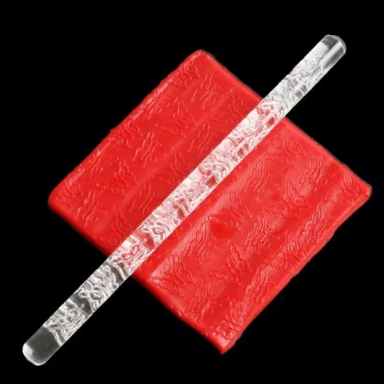 Acrylic Rolling Pin for Fondant Cake Impressions - Pastry Roller and Embossing Tool