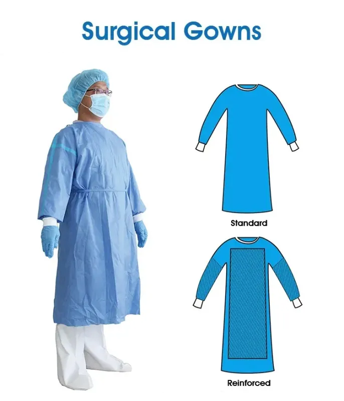 Sterile Surgical Gowns with Reinforced Design and Hand Towel Access