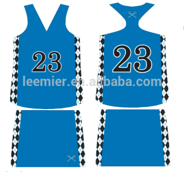 Dry fit fabric blue Lacrosse Uniforms for girls