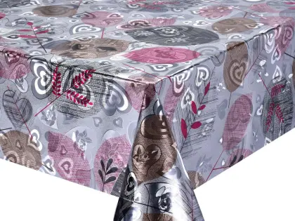 Double Face Emboss printed Gold Silver Tablecloth Kingston