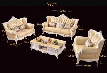 Champagne Rococo Solid Wood Sofa - Empire Lounge Sofa