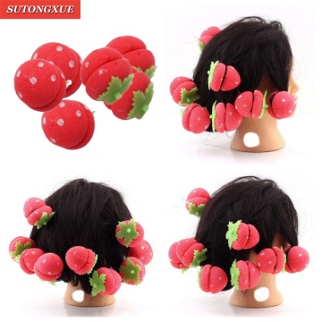 12pcs Girls Strawberry Brand Soft Foam Anion Bendy Hair Tool Hair Rollers Curlers Cling DIY Hair Curlers Hot Hair Styling Tools