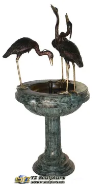Elegant Metal Fountain Sculpture With Birds