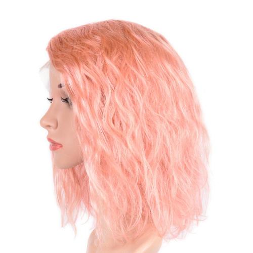 100% HUMAN HAIR PINK LACE FRONT WET N WAVY WIG