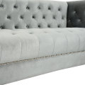 Hohe qualität Benutzerdefinierte luxuriöse lange sitzer weiche büschelige faltende graue chesterfield sofa für wohnzimmer