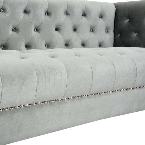 High quality custom luxury long seater soft tufted folding grey chesterfield sofa for living room