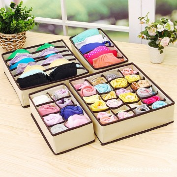 4-Piece Set Bra and Sock Organizer Storage Box with Dividers - Non-Woven Fabric