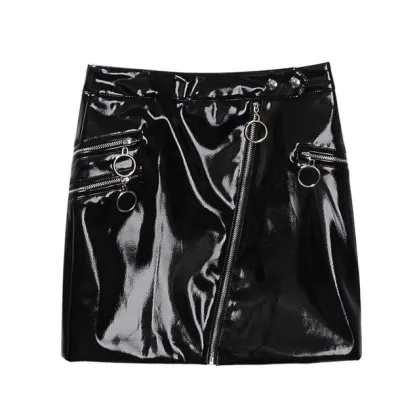 Women PU Leather Short Skirt Sexy Mini Skirt