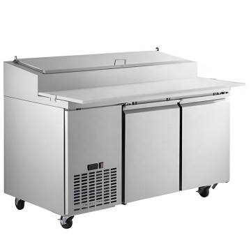 Professional Stainless Steel Pizza Display Refrigerator and Salad Counter with Marble Top